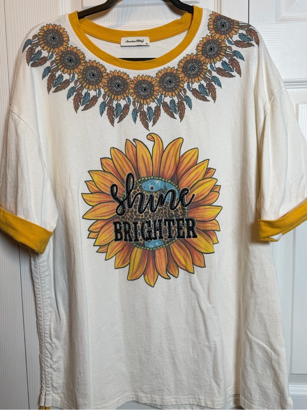 American Bling Shine Brighter Sunflower Graphic Tee XL 100% Cotton - Picture 4 of 12